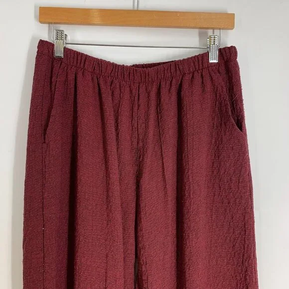 Gershon Bram Women's Lagenlook Crinkle Cropped Wide Leg Pull On Pants Size‎ L - Picture 4 of 13